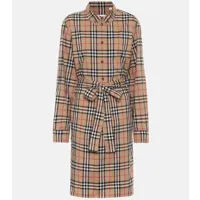 burberry robe chemise vintage check en coton mélangé