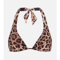 dolce&gabbana haut de bikini triangle à motif léopard