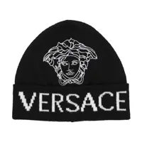 versace kids bonnet en jacquard de laine à logo