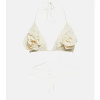magda butrym haut de bikini triangle à fleurs