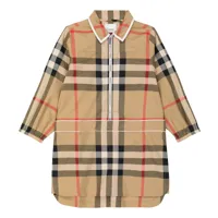 burberry kids robe chemise en coton mélangé à carreaux vintage check