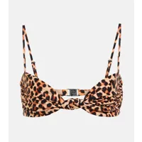 johanna ortiz haut de bikini à motif léopard
