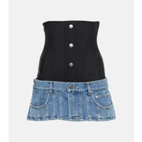 mugler mini-jupe corset en jean