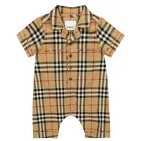 burberry kids bébé – combinaison courte en coton mélangé à carreaux