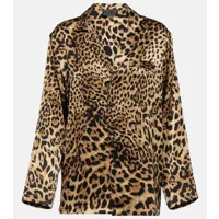 nili lotan chemise juste en soie à motif léopard