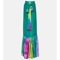 anna kosturova robe longue imprimée tie & dye en soie