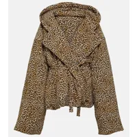 norma kamali manteau sleeping bag à motif léopard