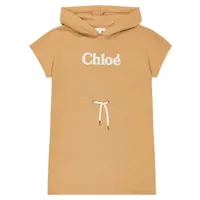 chloé kids robe sweat-shirt en coton à logo