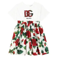 dolce&gabbana kids robe t-shirt en coton à fleurs
