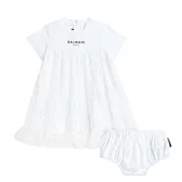 balmain kids bébé – set robe et culotte bloomer en coton