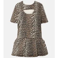ganni robe en jean à motif léopard