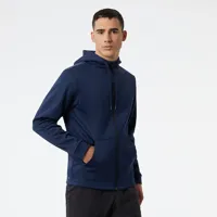 new balance homme sweats à capuche tenacity performance fleece full zip en bleu, poly knit, taille 2xl