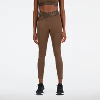 new balance femme leggings relentless crossover high rise 7/8 en marron, poly knit, taille l