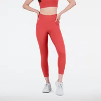 new balance femme leggings shape shield 7/8 high rise pocket en rouge, poly knit, taille l
