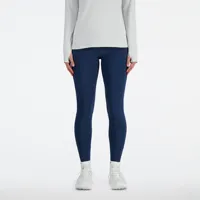 new balance femme nb sleek pocket high rise legging 27&quot; en bleu, poly knit, taille m