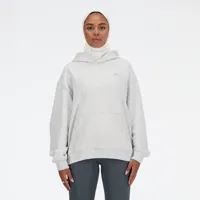 new balance femme athletics french terry hoodie en gris, cotton fleece, taille s