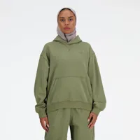 new balance femme athletics french terry hoodie en vert, cotton fleece, taille s