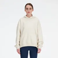 new balance femme athletics french terry hoodie en beige, cotton fleece, taille xl