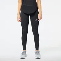 new balance femme leggings reflective print accelerate en noir, poly knit, taille s