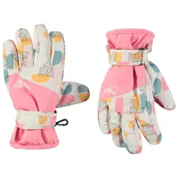 gants de ski imprimé graphique pour fille - rose