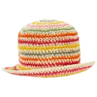chapeau melon en paille tressée multicolore pour fille - multicolore