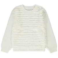 pull en tricot effet fourrure oversize pour fille - ecru