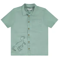 chemise manches courtes en popeline avec print dinosaure pour garçon - vert clair