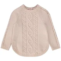 pull poncho en tricot uni pour bébé fille - rose clair