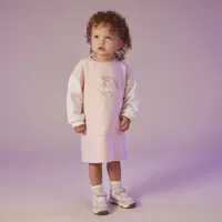 robe sweat en molleton print licorne pailletée pour bébé fille - rose