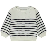 pull marinière en tricot ajouré pour bébé fille - ecru