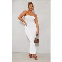 shape robe bustier mi-longue blanche texturée, blanc
