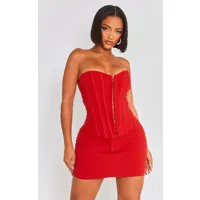 shape corset rouge tissé à lacets dans le dos, rouge