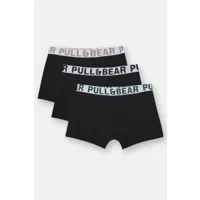 lot 3 boxers noirs taille blanche logo