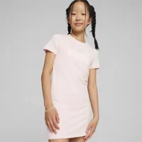 puma robe à capuche essentials+ logo enfant et adolescent, rose/blanc, taille 140