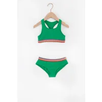 shiwi groene bikini set met gestreept detail