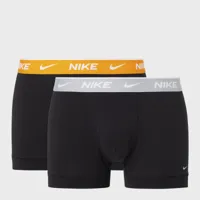 nike underwear trunk (2 pack), boxers, vêtements, black/vivid orange wb/wolf grey wb, taille: l, tailles disponibles:xs,s,l,xl