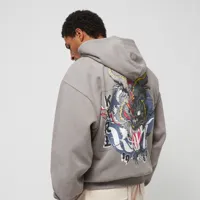 karl kani small signature washed os dragon full zip hoodie, sweats à capuche, homme, grey, taille: s, tailles disponibles: