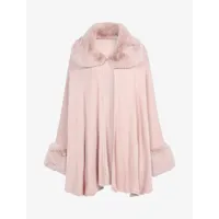 poncho cape �� bords fourrure - rose - femme -
