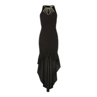 robe queue de pie encolure bijoux - noir - femme -