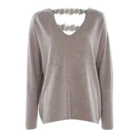pull empi��cement dentelle au dos - taupe chin�� - femme -