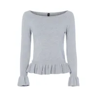 pull �� bords volant��s - gris clair chin�� - femme -