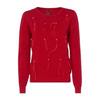 pull empi��cements plumes - rouge - femme -