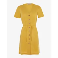 robe chasuble col v en coton - moutarde - femme -