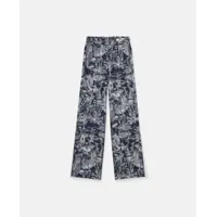 stella mccartney - pantalon de pyjama en soie à imprimé fungi forest, femme, bleu marine multicolore, taille: 40