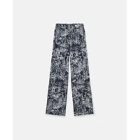 stella mccartney - fungi forest print silk pyjama trousers, femme, navy multicolour, taille: 42