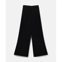 stella mccartney - pantalon large plissé en laine à taille haute, femme, midnight black, taille: 38