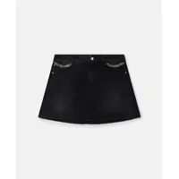 stella mccartney - mini jupe en denim falabella, femme, noir, taille: xs