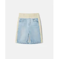 stella mccartney - jupe en jean à empiècements bicolores, femme, bleu/écru, taille: s