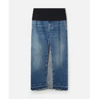 stella mccartney - jupe mi-longue en jean style smoking, femme, vintage wash denim, taille: m