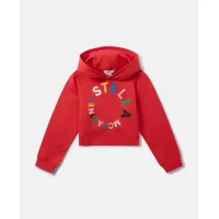 stella mccartney - sweat a capuche court a logo circulaire, femme, rouge, taille: 10